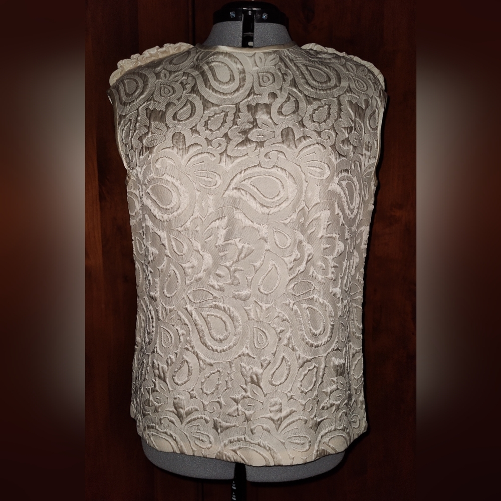 Ivory Cynthia Rowley Brocade Sleeveless Top Size 8
